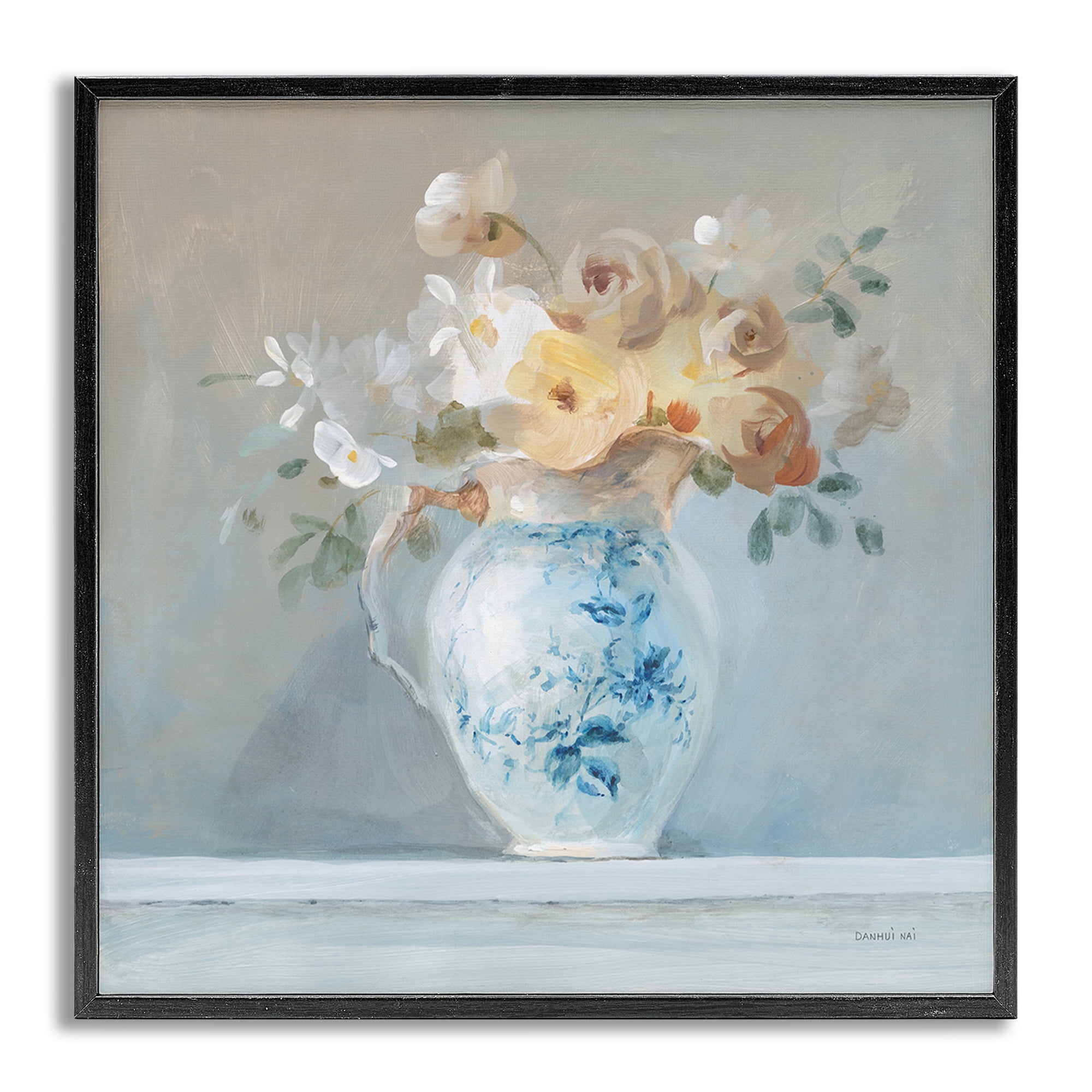 Stupell Industries Heirloom Flower Bouquet Botanical & Floral Painting Gray Framed Art Print Wall Art, 24 x 24