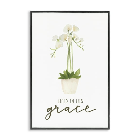 Stupell Industries Held In His Grace Botanical & Floral Painting Black Framed Art Print Wall Art, 12 x 18