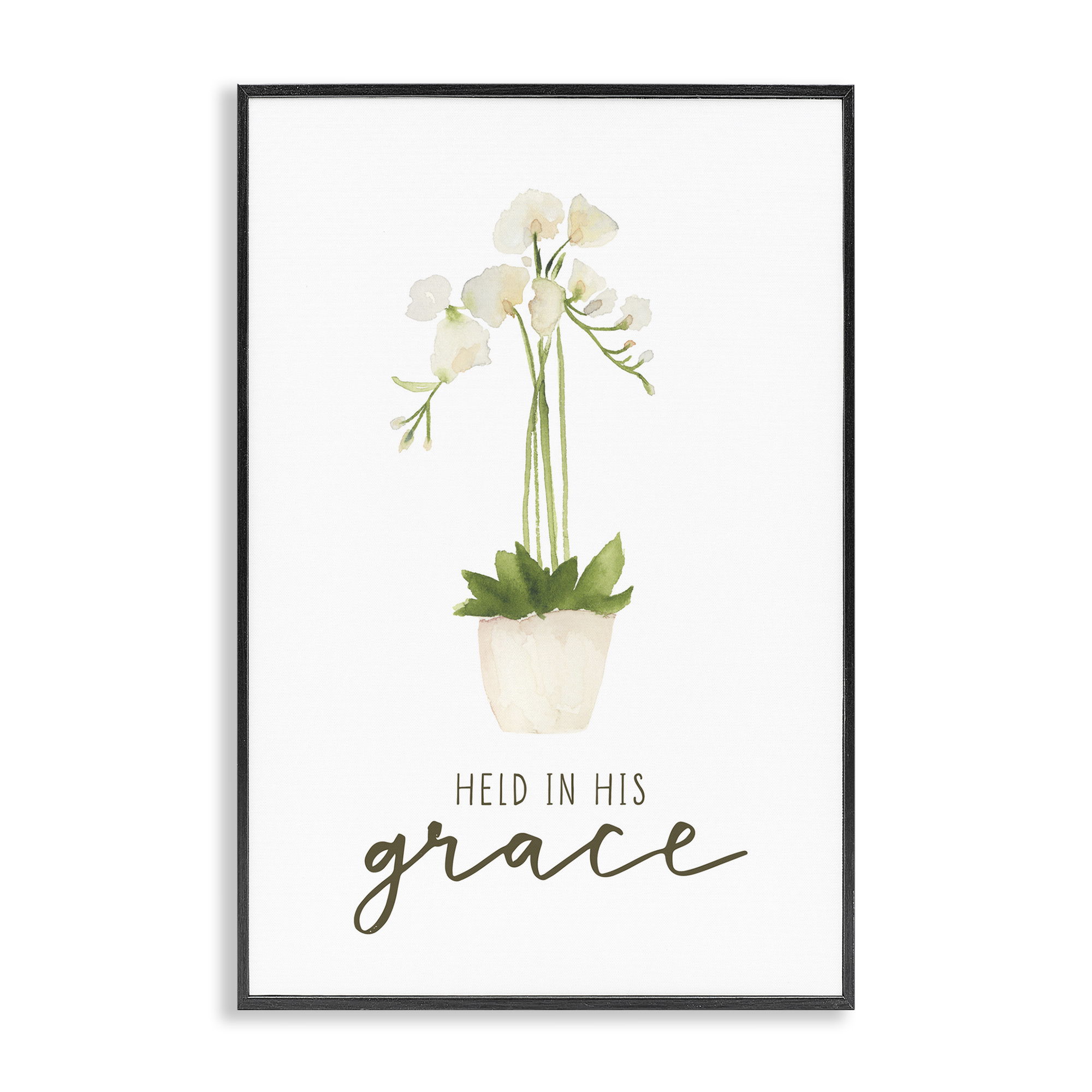 Stupell Industries Held In His Grace Botanical & Floral Painting Black Framed Art Print Wall Art, 16 x 24