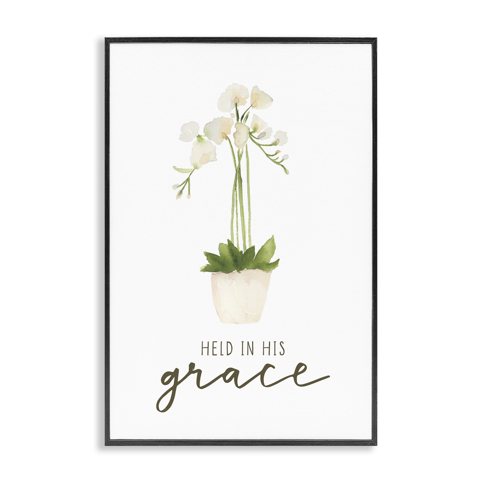 Stupell Industries Held In His Grace Botanical & Floral Painting Black Framed Art Print Wall Art, 20 x 30