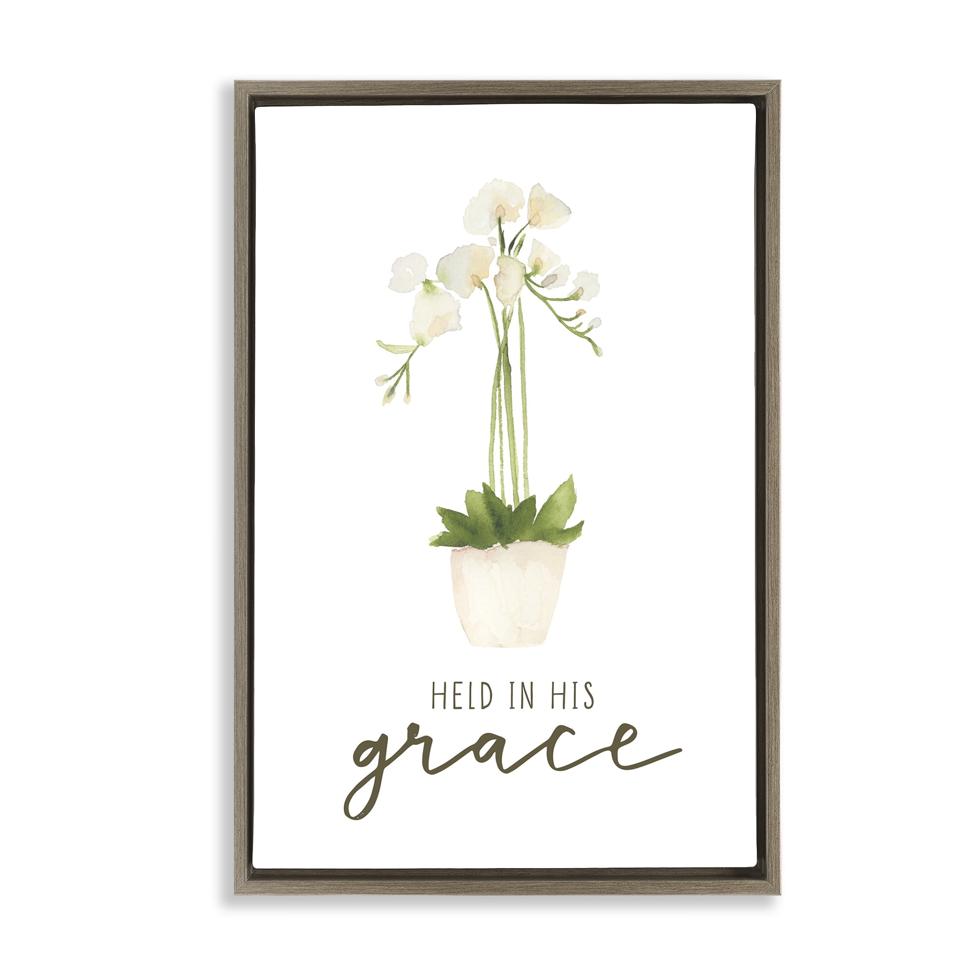 Stupell Industries Held In His Grace Botanical & Floral Painting Brown Floater Framed Art Print Wall Art, 17 x 25