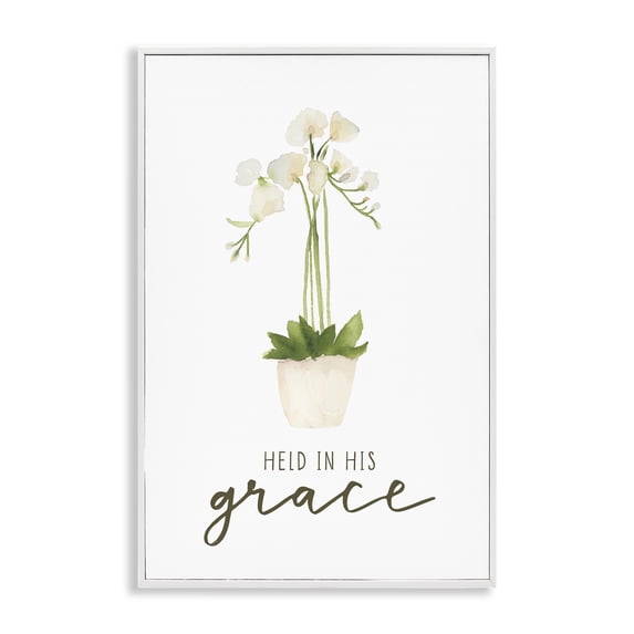 Stupell Industries Held In His Grace Botanical & Floral Painting White Framed Art Print Wall Art, 16 x 24