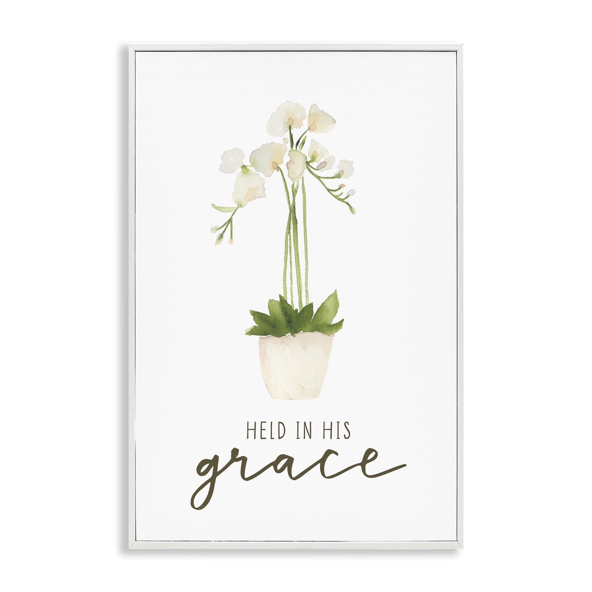 Stupell Industries Held In His Grace Botanical & Floral Painting White Framed Art Print Wall Art, 20 x 30
