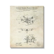 Stupell Industries Helicopter Aircraft Engine Blueprint Diagram Patent Text Canvas Wall Art, 36 x 48, Design by Karl Hronek