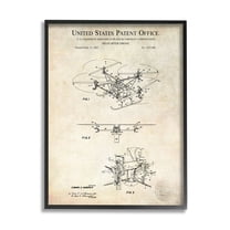 Stupell Industries Helicopter Aircraft Engine Blueprint Diagram Patent Text Framed Wall Art, 24 x 30, Design by Karl Hronek