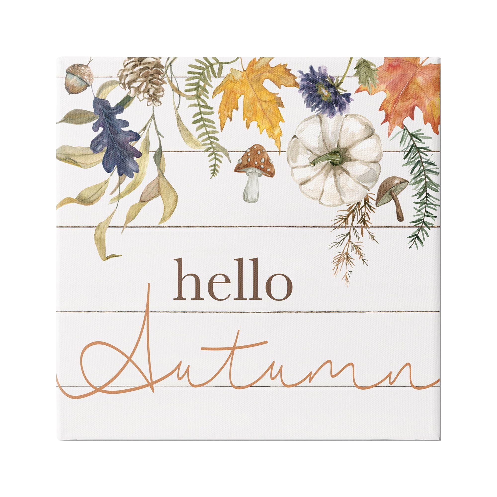 Stupell Industries Hello Autumn Botanicals Botanical & Floral Painting Gallery Wrapped Canvas Art Print Wall Art, 24 x 24
