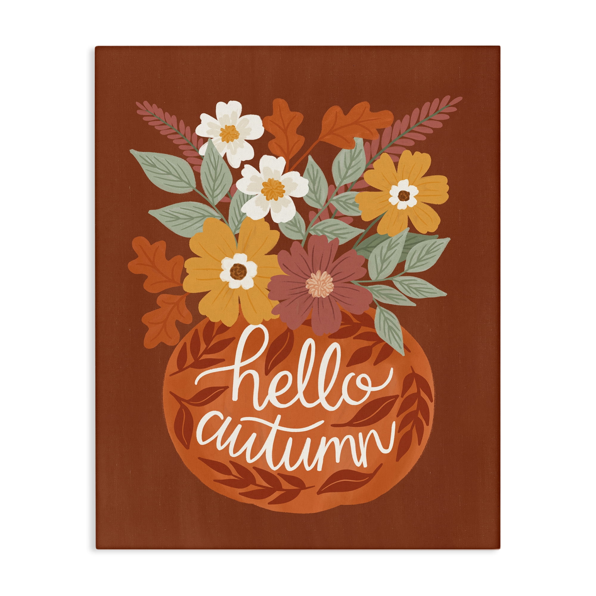 Stupell Industries Hello Autumn Earthy Bouquet Plants & Flowers Painting Wrapped Canvas Art Print Wall Art, 30 x 40