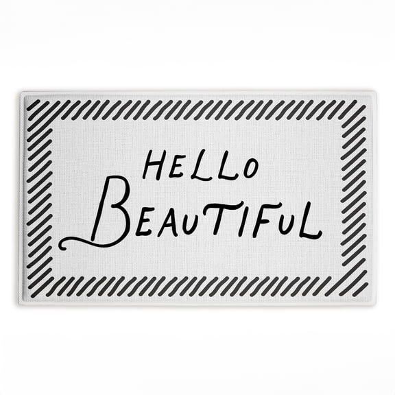 Stupell Industries Hello Beautiful Greeting Printed Plush Bath Mat and Bath Rug, design by Lettered and Lined, 18"x30"
