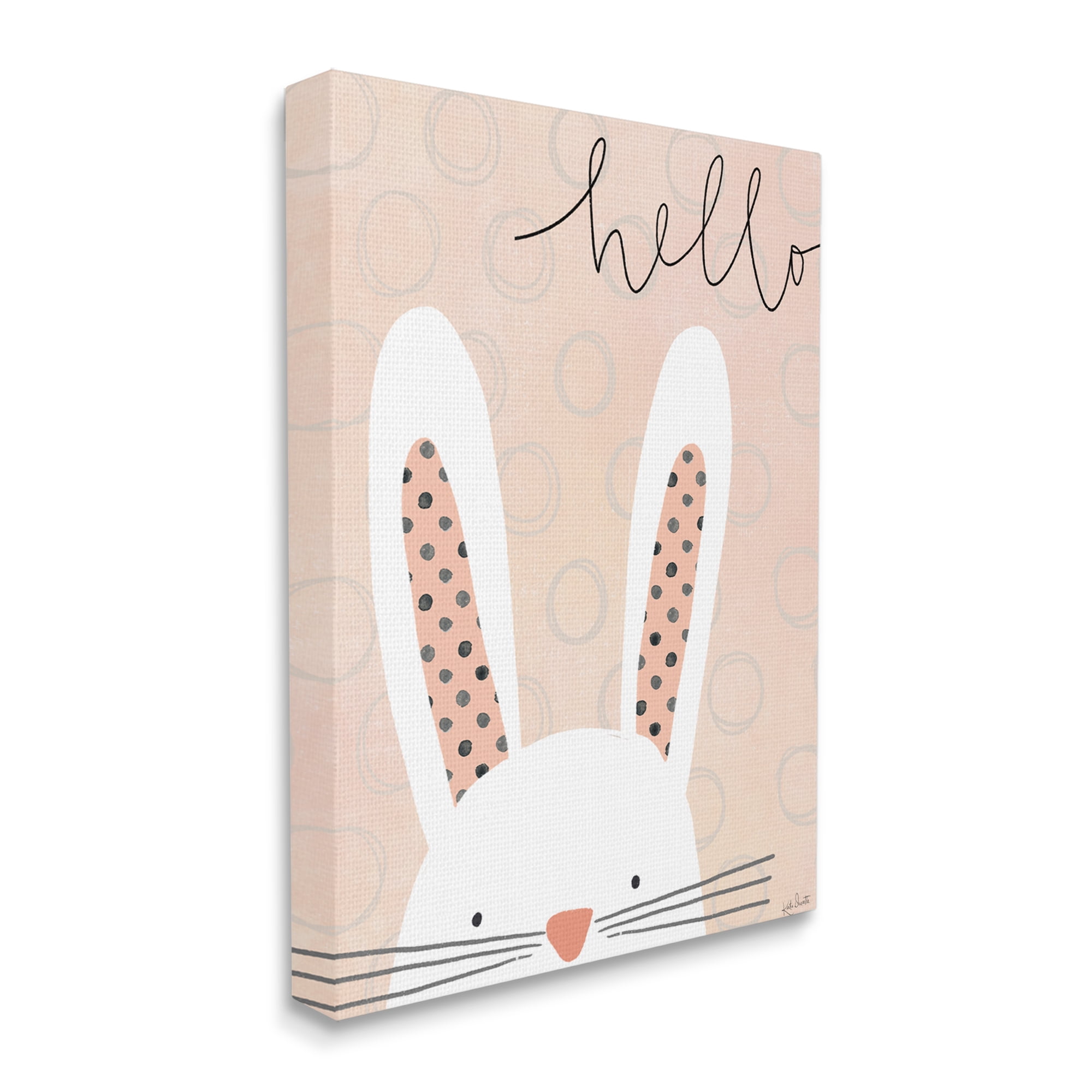 Stupell Industries Hello Bunny Phrase Baby Rabbit Polka Dot Patterns, 24 x 30, Designed by Katie Doucette