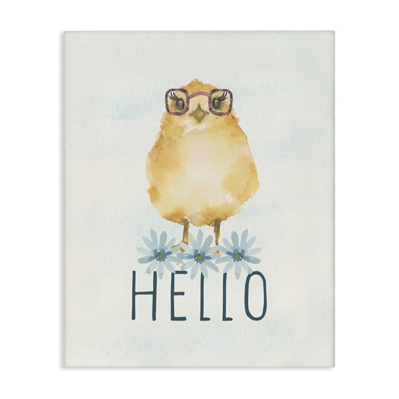 Stupell Industries Hello Cute Chick Glasses Canvas Wall Art design by Blue Chair Blessing, 30 x 24