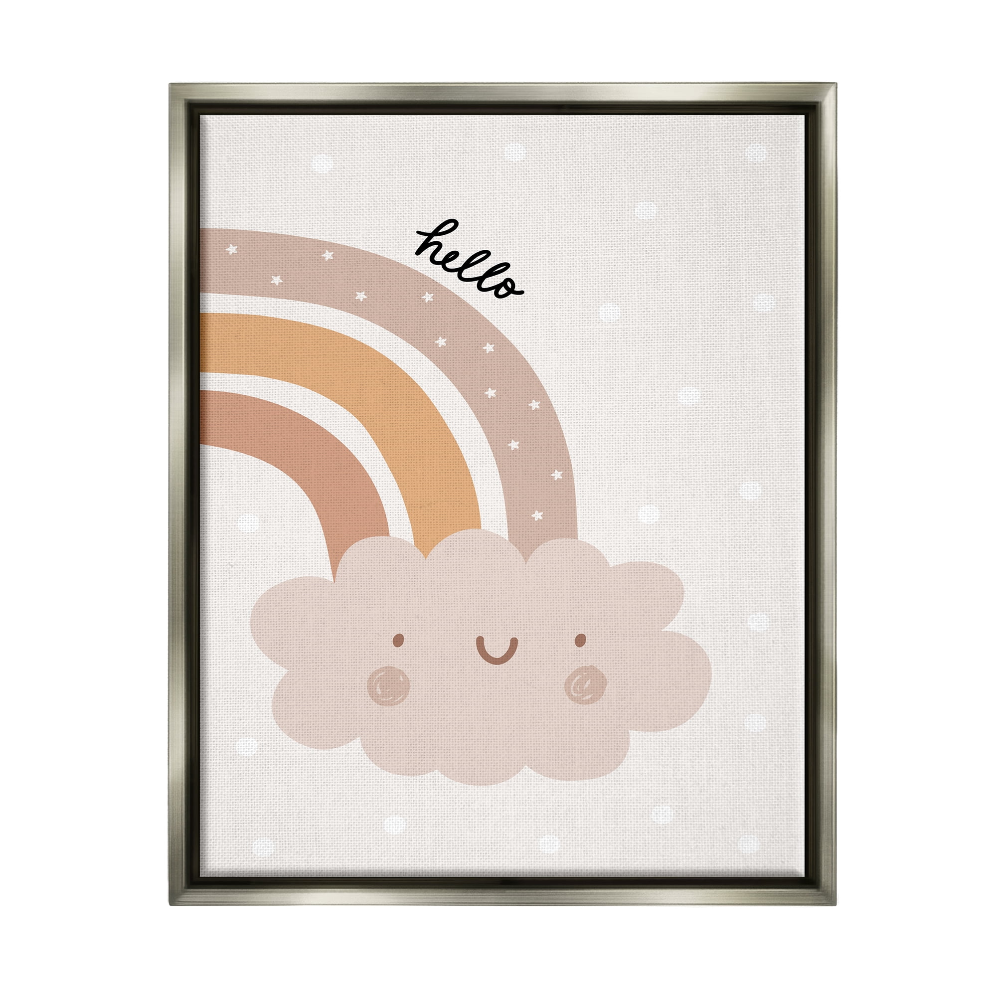 Stupell Industries Hello Earthy Rainbow Nature Painting Gray Floater Framed Art Print Wall Art, 25 x 31