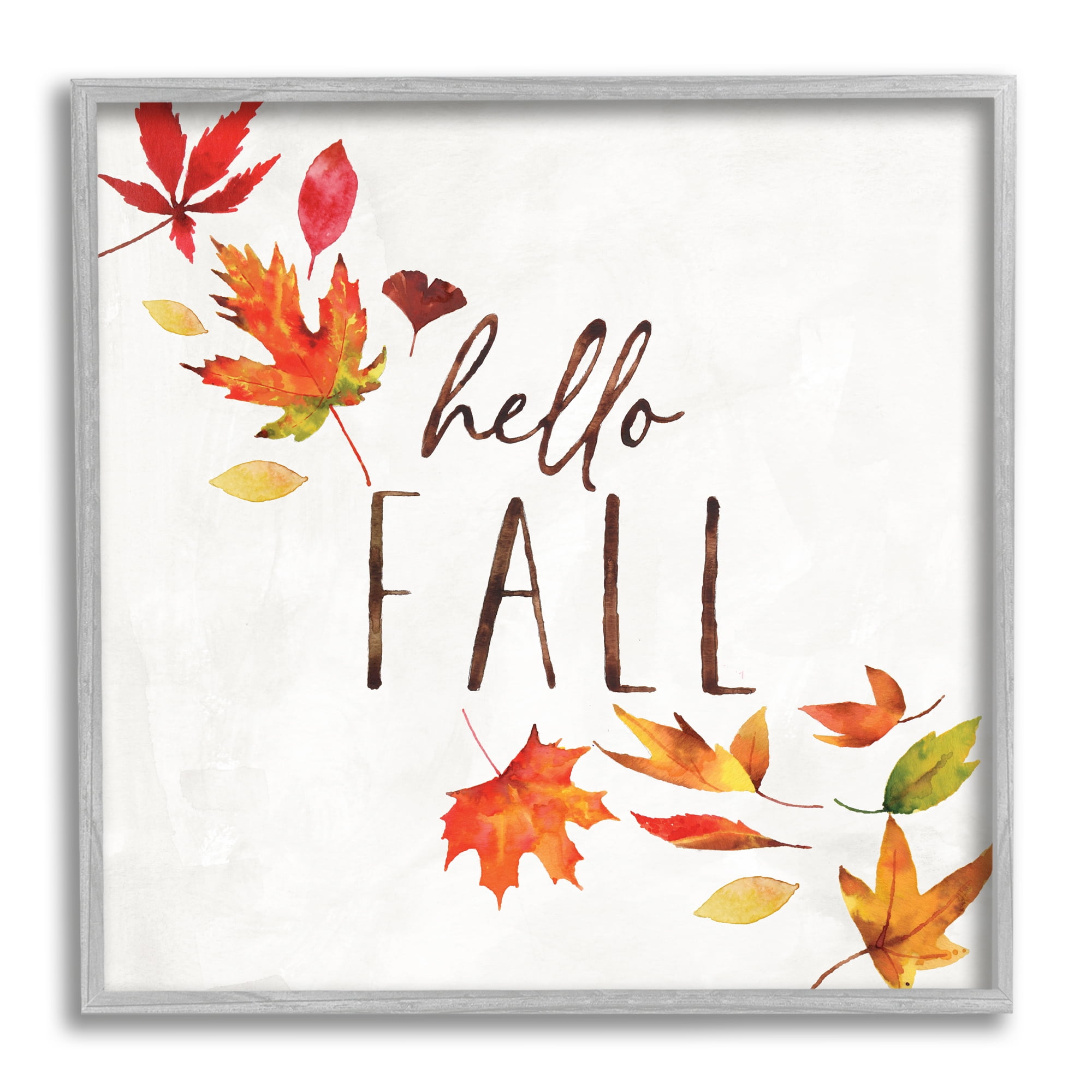 Stupell Industries Hello Fall Autumn Tree Leaves Seasonal Statement, 12 x 12, Design by Nina Pierce