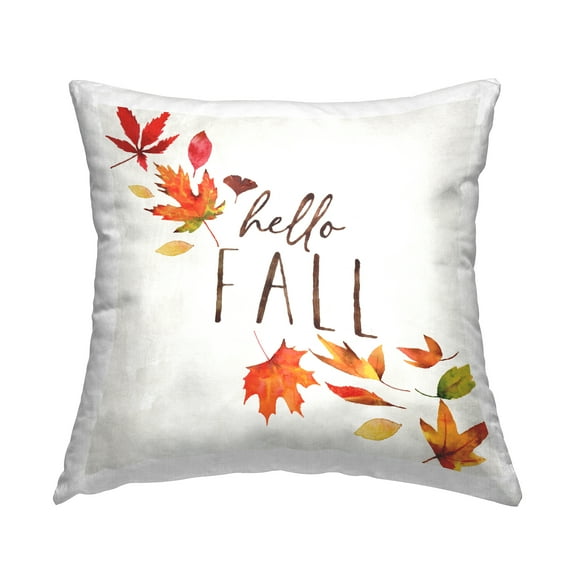 Stupell Industries Hello Fall Autumnal Tree Leaves Seasonal Sentiment Design by Nina Pierce Throw Pillow