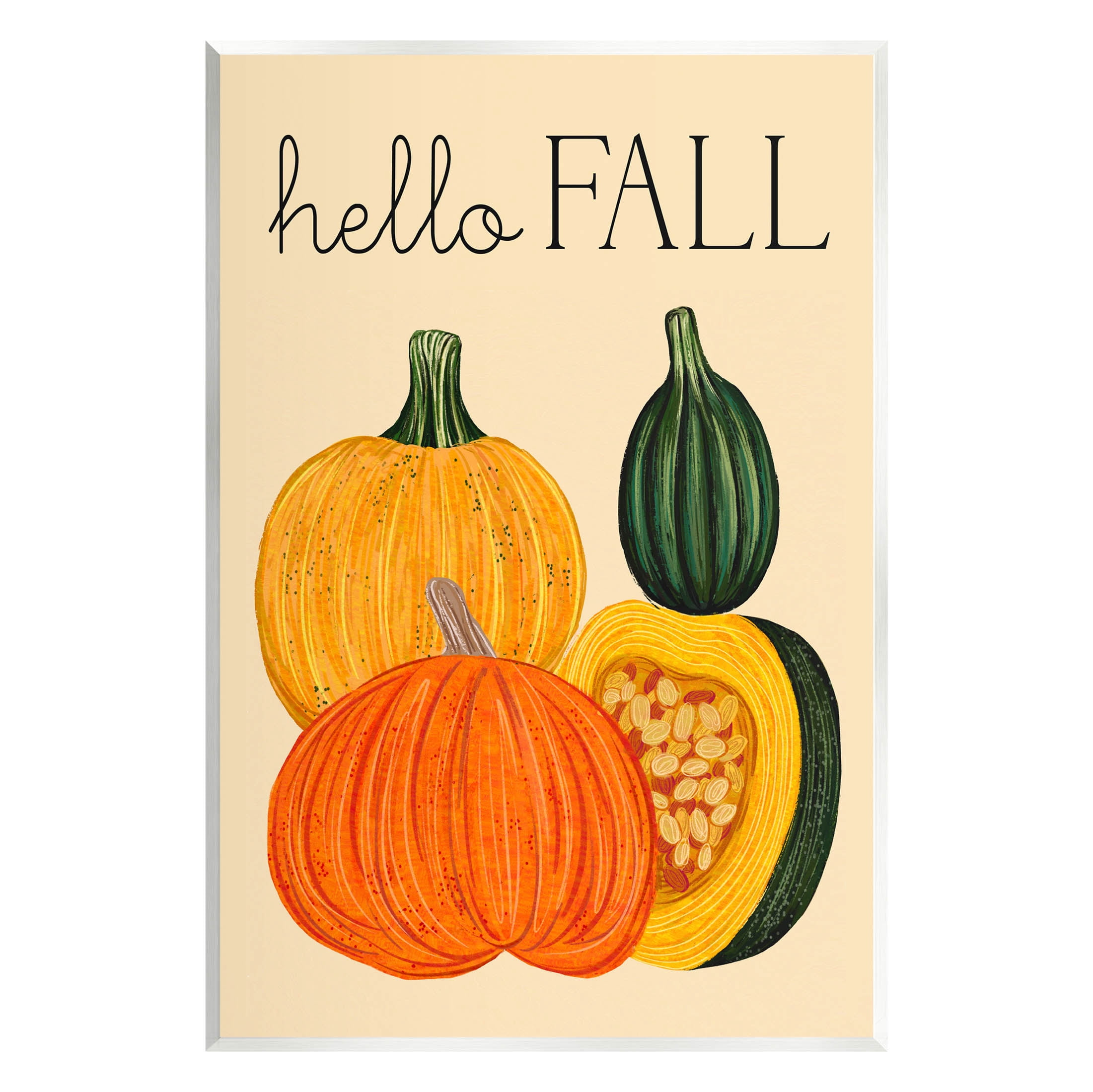 Stupell Industries Hello Fall Harvest Gourds Graphic Art Unframed Art Print Wall Art, Design by Ziwei Li