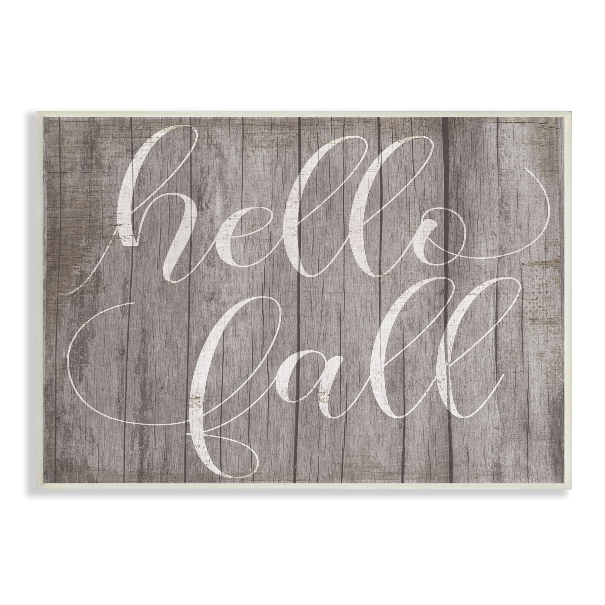 Stupell Industries Hello Fall Phrase Rustic Grain Pattern Minimal Typography, 15 x 10,Design by Daphne Polselli