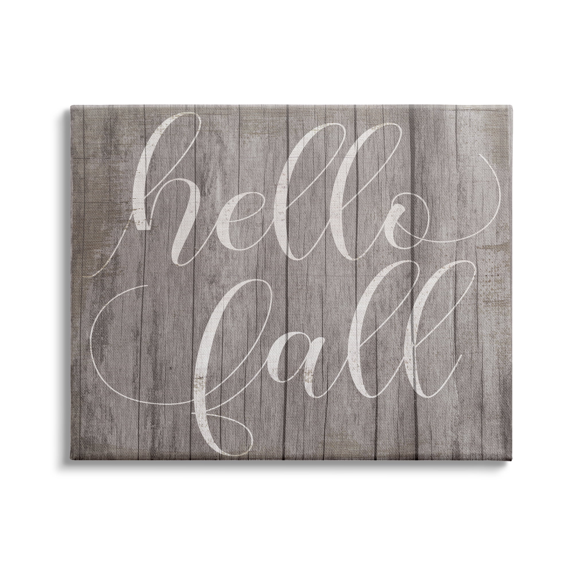 Stupell Industries Hello Fall Phrase Rustic Grain Pattern Minimal Typography, 48 x 36,Design by Daphne Polselli