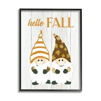 Stupell Industries Hello Fall Whimsical Gnomes Graphic Art Black Framed Art Print Wall Art, Design by CAD Designs