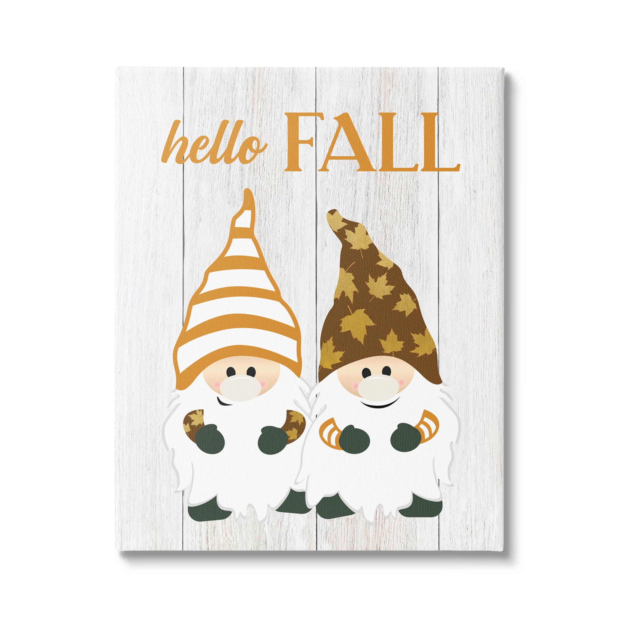 Stupell Industries Hello Fall Whimsical Gnomes Graphic Art Gallery Wrapped Canvas Print Wall Art, Design by CAD Designs