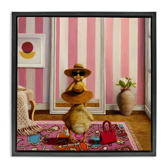 Stupell Industries Hello Gorgeous Duckling Black Framed Floater Canvas Wall Art design by Lucia Heffernan, 25 x 25