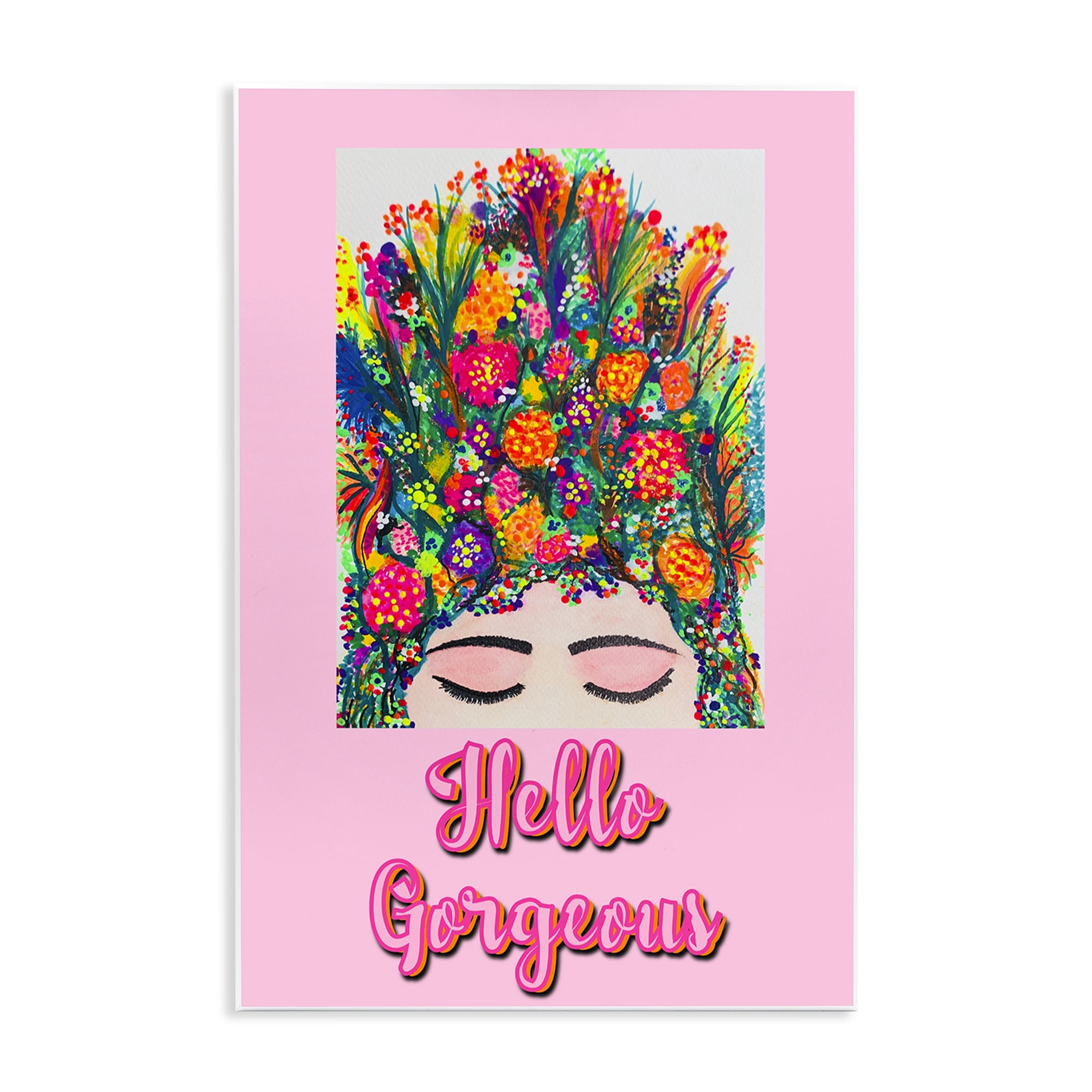 Stupell Industries Hello Gorgeous Floral Woman Wall Plaque Art, design by Pooja Dave