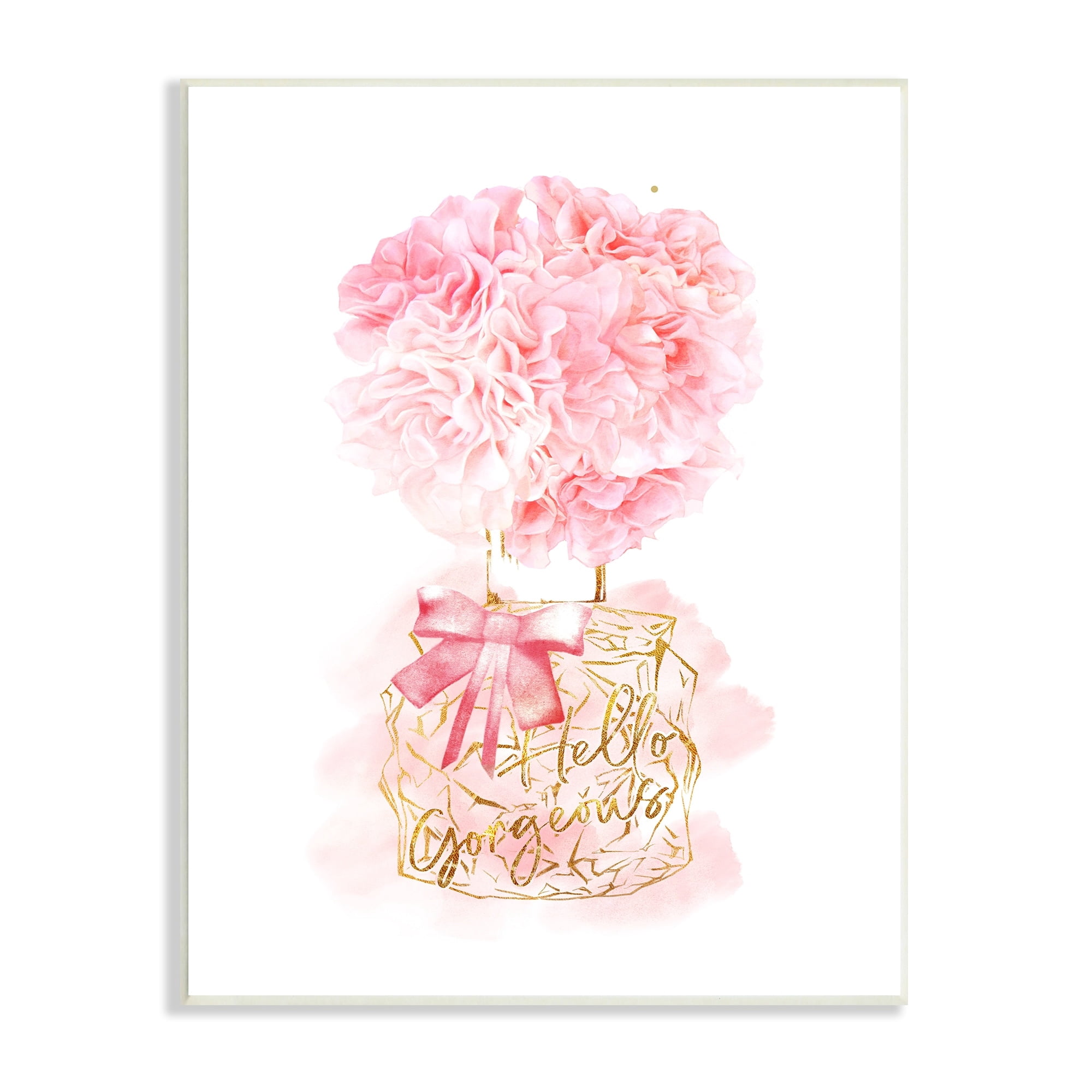 Stupell Industries Hello Gorgeous Pink Carnation Flower Blossom Glam Bottle, 10 x 15, Design by Ziwei Li