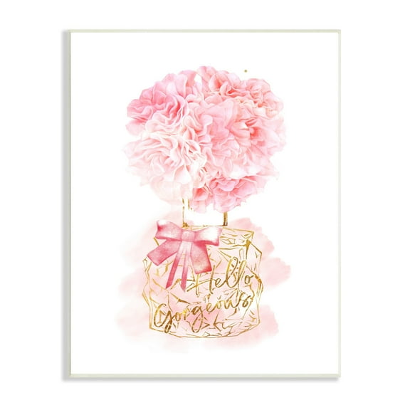 Stupell Industries Hello Gorgeous Pink Carnation Flower Blossom Glam Bottle, 13 x 19, Design by Ziwei Li