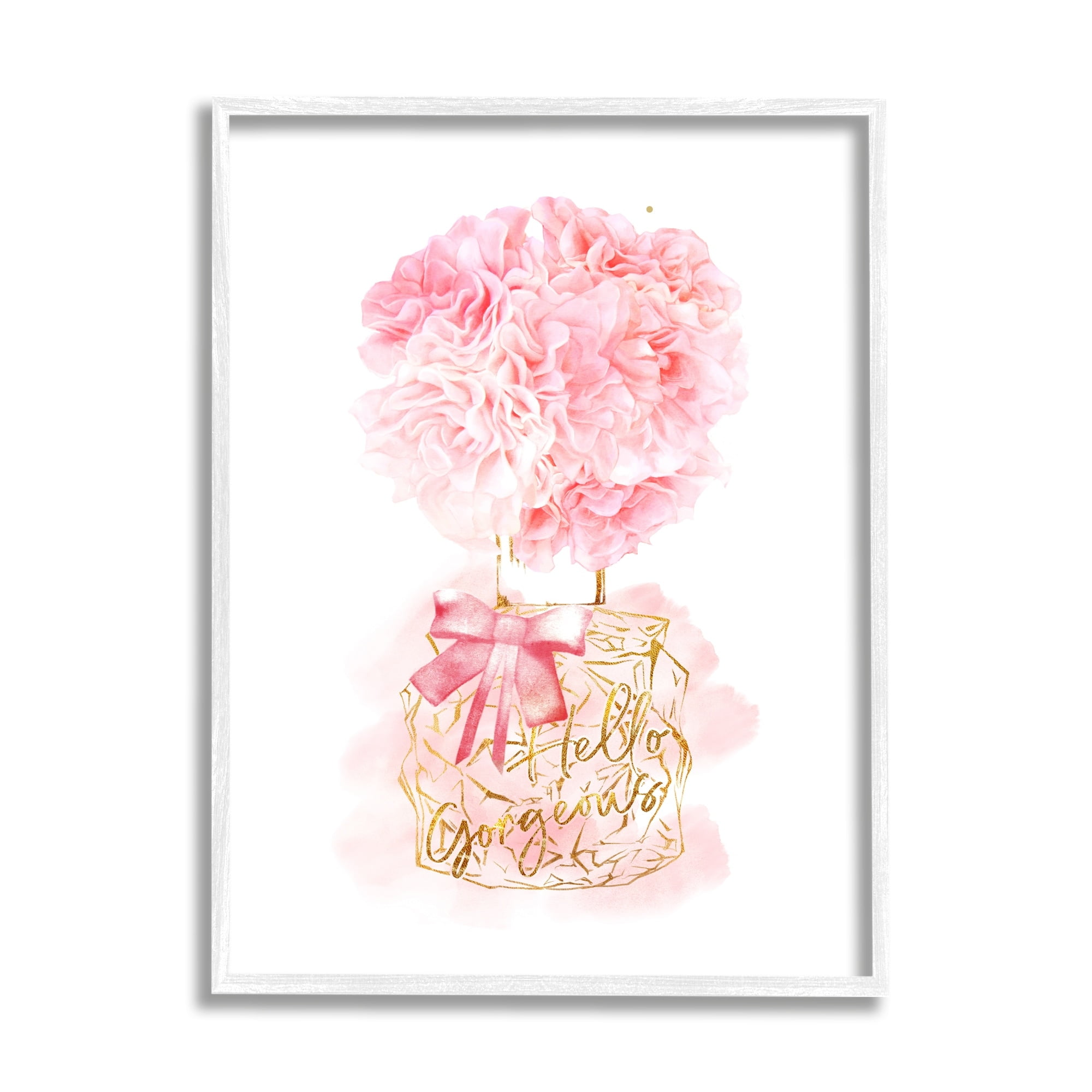 Stupell Industries Hello Gorgeous Pink Carnation Flower Blossom Glam Bottle, 16 x 20, Design by Ziwei Li