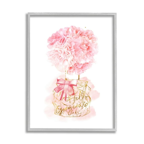 Stupell Industries Hello Gorgeous Pink Carnation Flower Blossom Glam Bottle, 16 x 20, Design by Ziwei Li