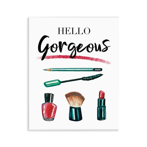 Stupell Industries Hello Gorgeous with Makeup Beauty & Fashion Painting Unframed Art Print Wall Art, 11 x 14