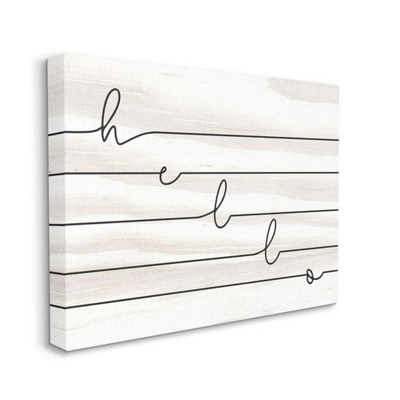 Stupell Industries Hello Greeting with Horizontal Linework Typography Designed by Daphne Polselli