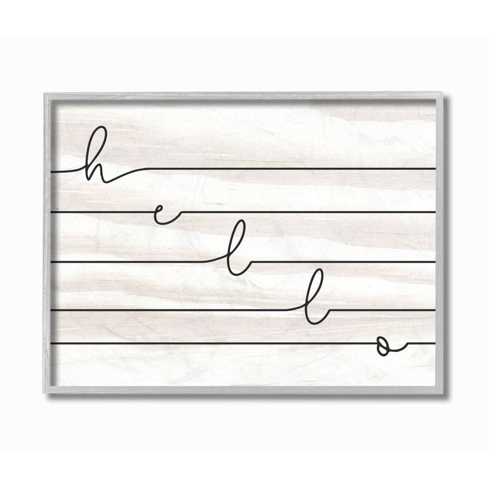 Stupell Industries Hello Greeting with Horizontal Linework Typography Designed by Daphne Polselli