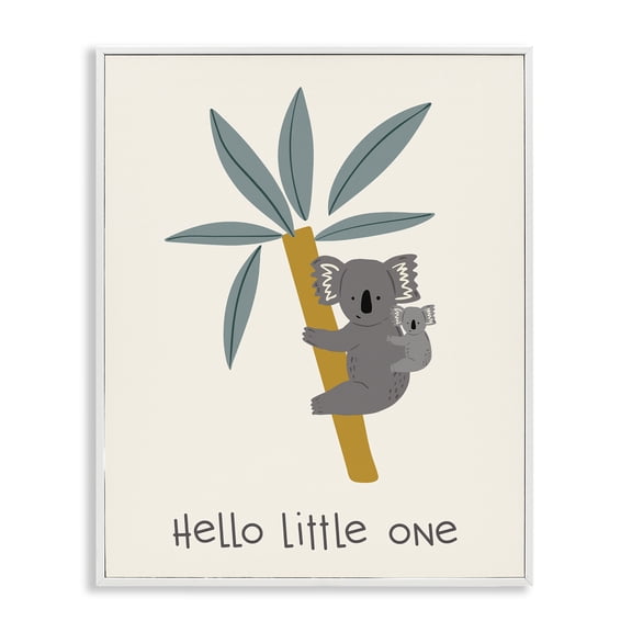 Stupell Industries Hello Little One Koalas Quotes and Sayings Painting White Framed Art Print Wall Art, 16 x 20