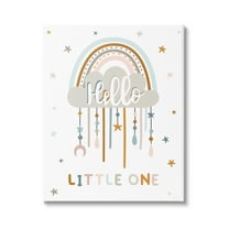 Stupell Industries Hello Little One Patterned Stars Nursery Rainbow Graphic Art Gallery Wrapped Canvas Print Wall Art, Design by Angela Nickeas