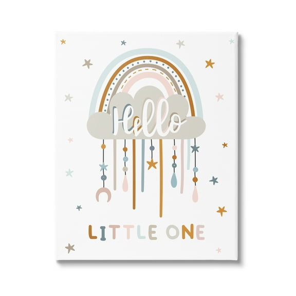 Stupell Industries Hello Little One Patterned Stars Nursery Rainbow Graphic Art Gallery Wrapped Canvas Print Wall Art, Design by Angela Nickeas