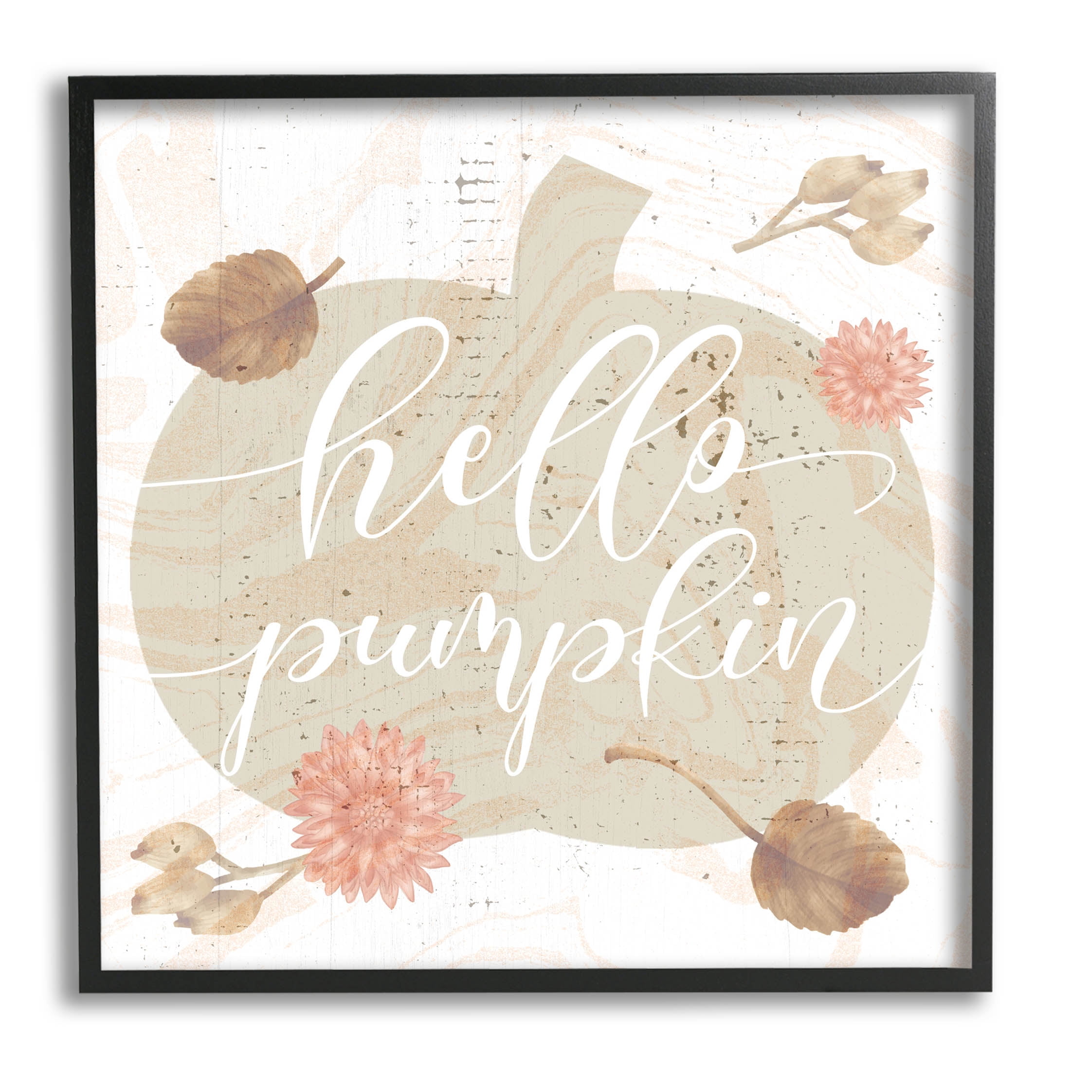 Stupell Industries Hello Pumpkin Autumn Harvest Graphic Art Black Framed Art Print Wall Art, Design by Lil' Rue