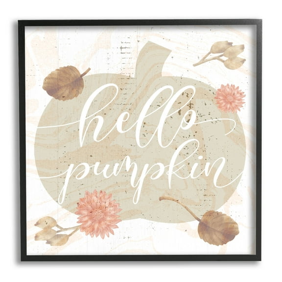Stupell Industries Hello Pumpkin Autumn Harvest Graphic Art Black Framed Art Print Wall Art, Design by Lil' Rue