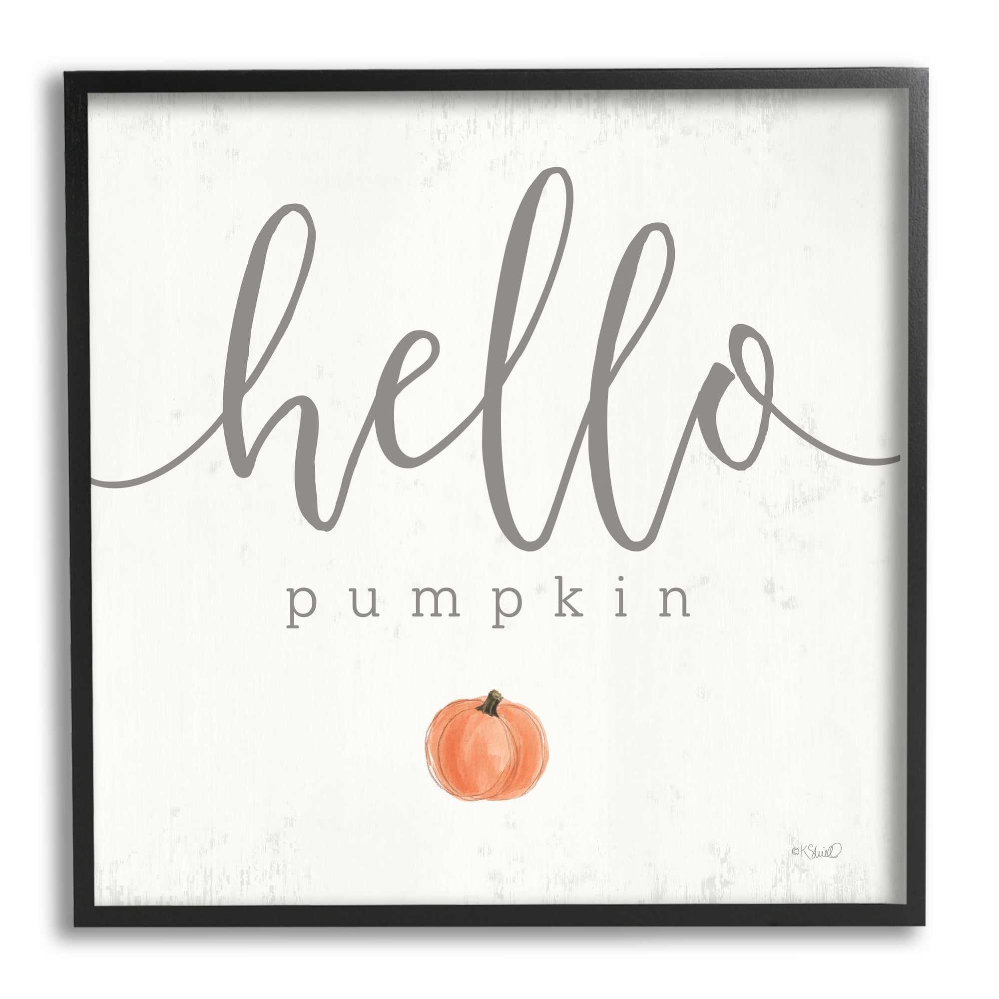 Stupell Industries Hello Pumpkin Fall Greeting Food & Beverage Painting Black Framed Art Print Wall Art, 12 x 12
