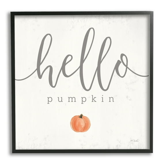 Stupell Industries Hello Pumpkin Fall Greeting Food & Beverage Painting Black Framed Art Print Wall Art, 24 x 24