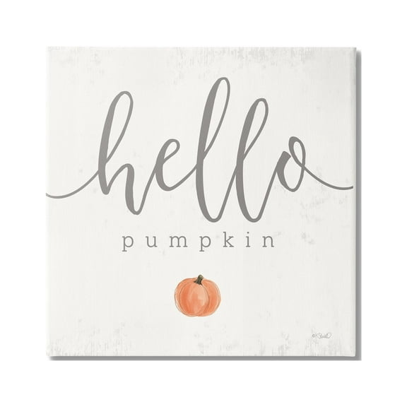 Stupell Industries Hello Pumpkin Fall Greeting Food & Beverage Painting Gallery Wrapped Canvas Print Wall Art, 17 x 17
