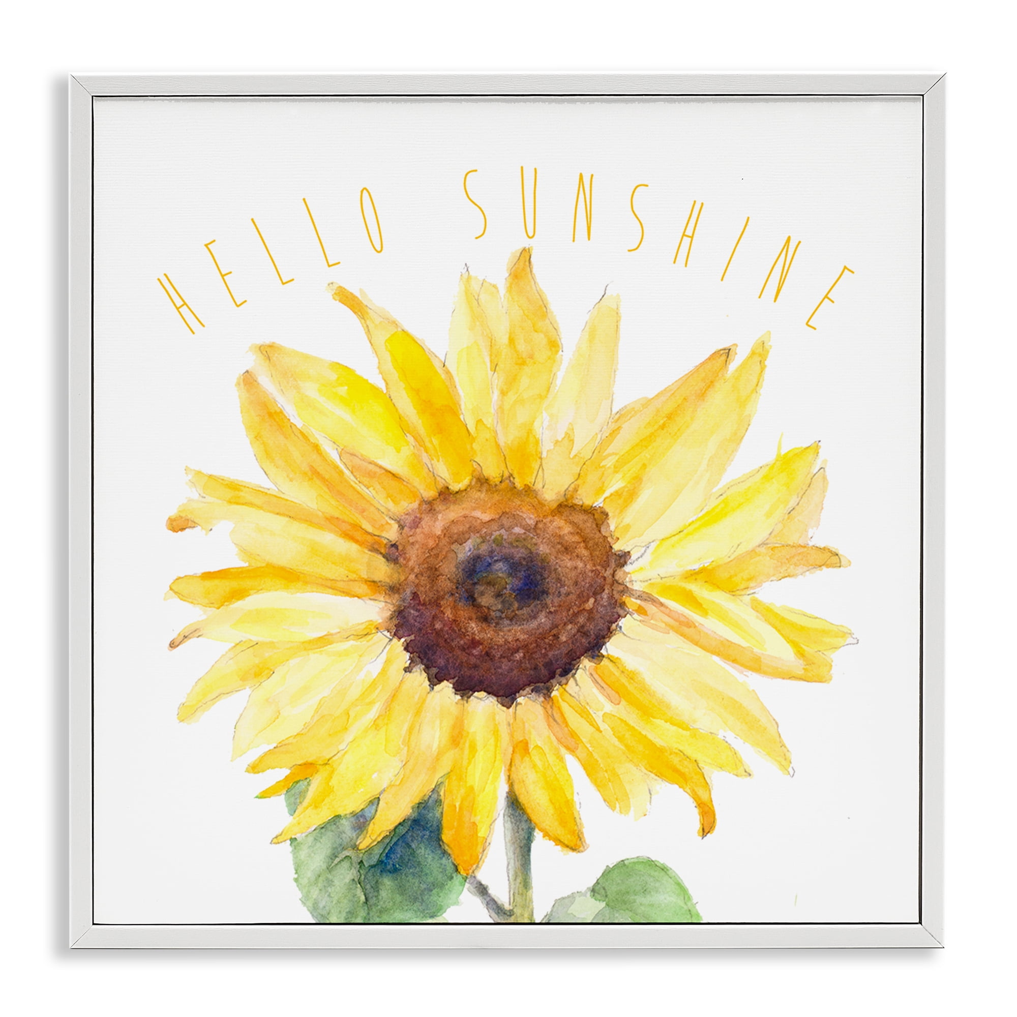 Stupell Industries Hello Sunshine Bloom Plants & Flowers Painting White Framed Art Print Wall Art, 24 x 24