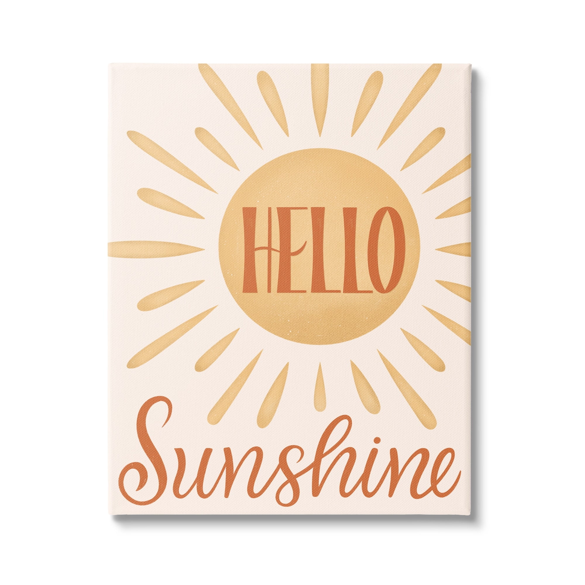 Stupell Industries Hello Sunshine Bold Calligraphy Sun Rays Shining Canvas Wall Art, 30 x 40, Design by Jalynn Heerdt