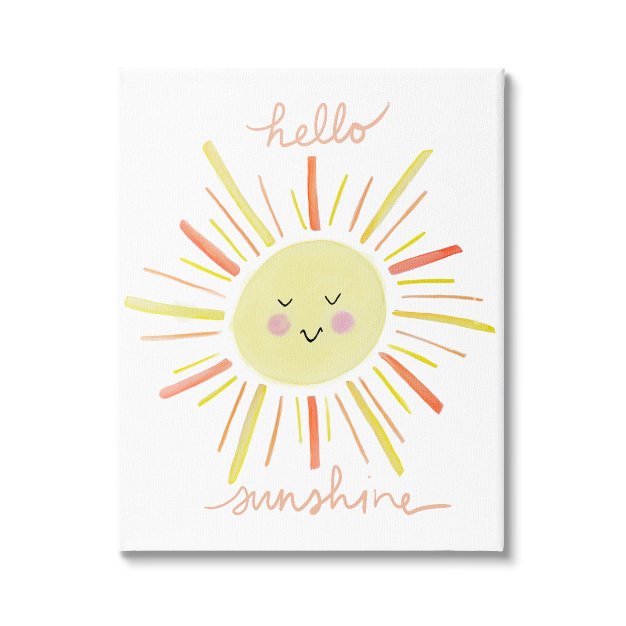 Stupell Industries Hello Sunshine Endearing Smiling Sun Rays Cursive Canvas Wall Art, 36 x 48, Design by Anna Whitham