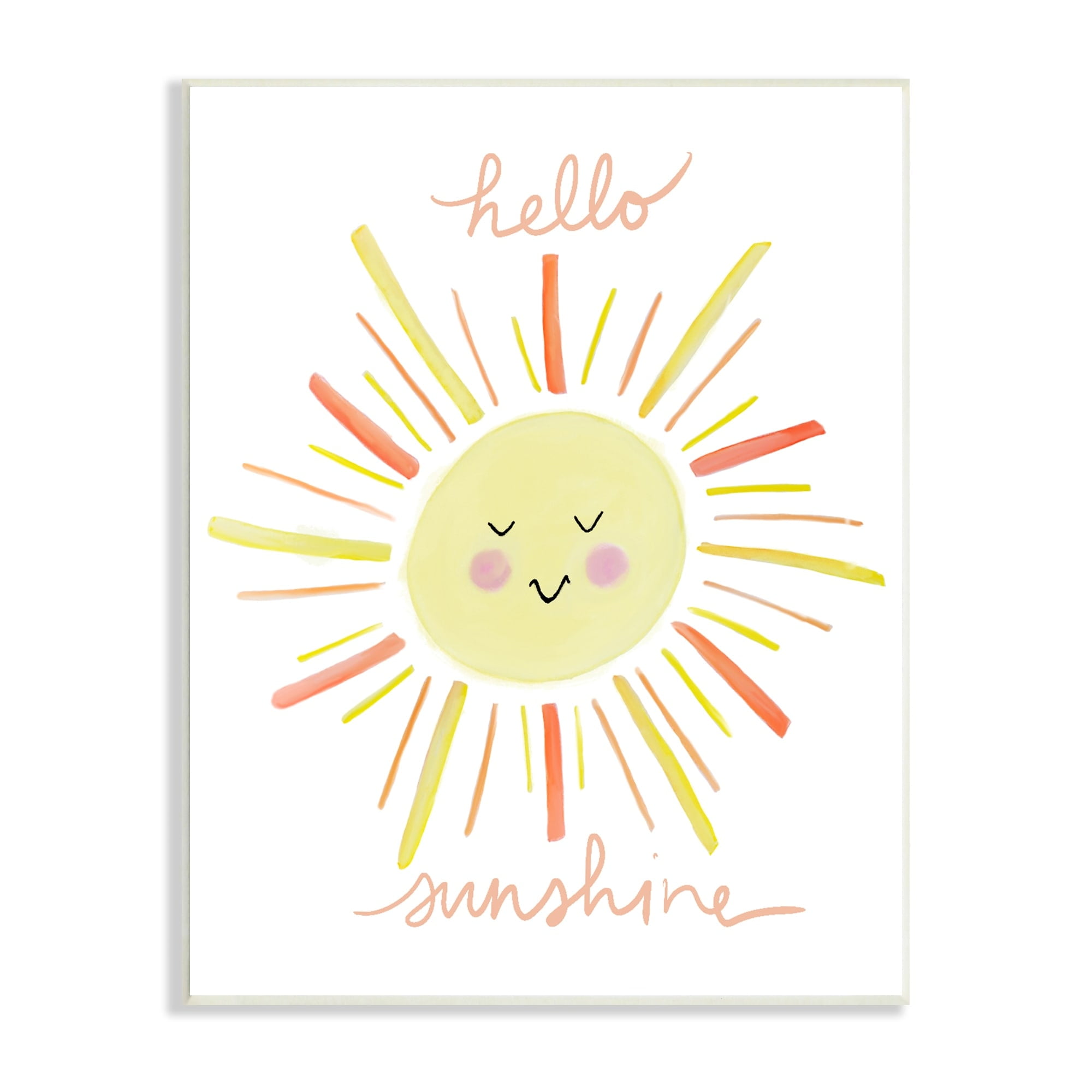 Stupell Industries Hello Sunshine Endearing Smiling Sun Rays Cursive Wood Wall Art, 13 x 19, Design by Anna Whitham