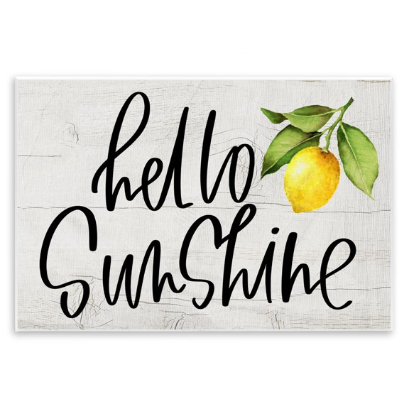 Stupell Industries Rustic Lodge Hello Sunshine Expression Soft Country Lemon Branch Wall Plaque Art, 15 x 10, by Valerie Wieners