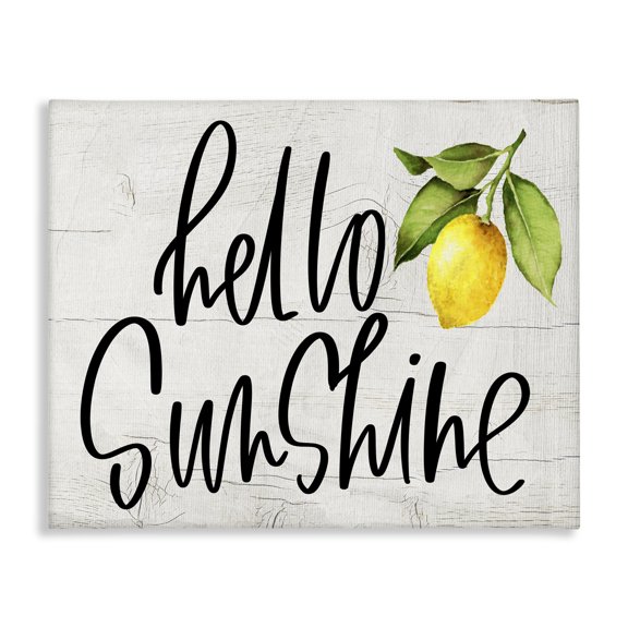 Stupell Industries Rustic Lodge Hello Sunshine Expression Soft Country Lemon Branch Canvas Art, 20 x 16, by Valerie Wieners