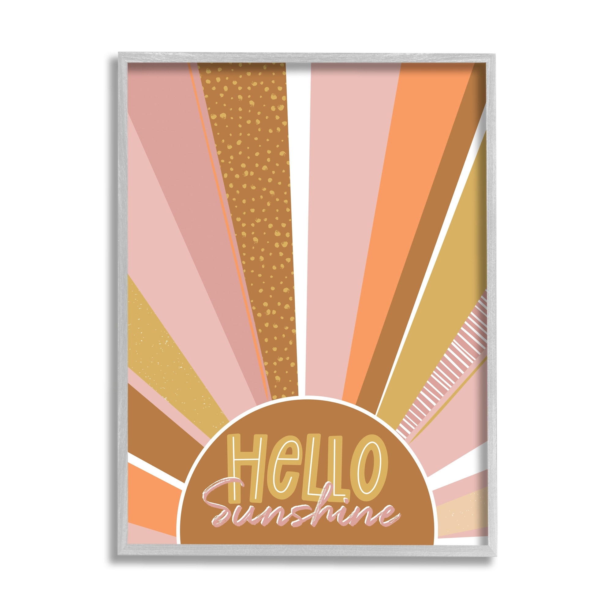 Stupell Industries Hello Sunshine Phrase Patterned Summer Sunrays,16 x 20,Designed by Angela Nickeas