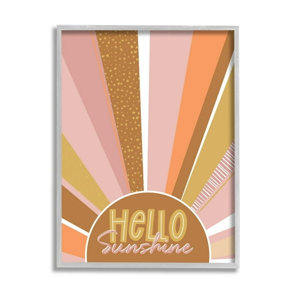 Stupell Industries Hello Sunshine Phrase Patterned Summer Sunrays,16 x 20,Designed by Angela Nickeas