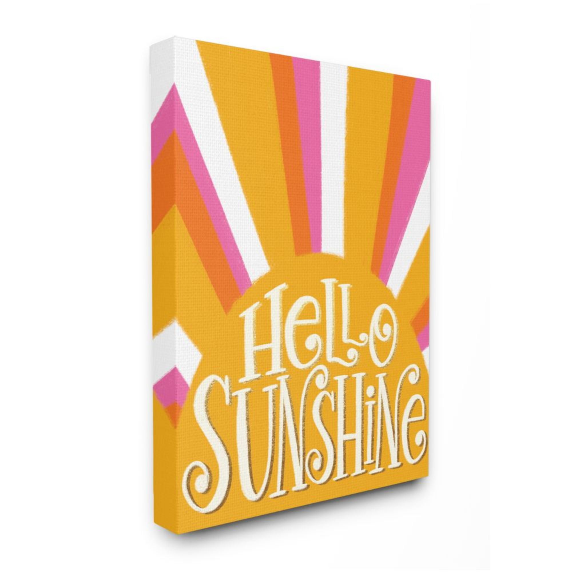 Stupell Industries Hello Sunshine Phrase Yellow Pop Art Stripes Design by Taylor Shannon, 30" x 40"