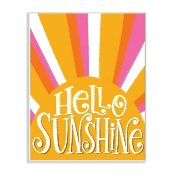 Stupell Industries Hello Sunshine Phrase Yellow Pop Art Stripes Design by Taylor Shannon