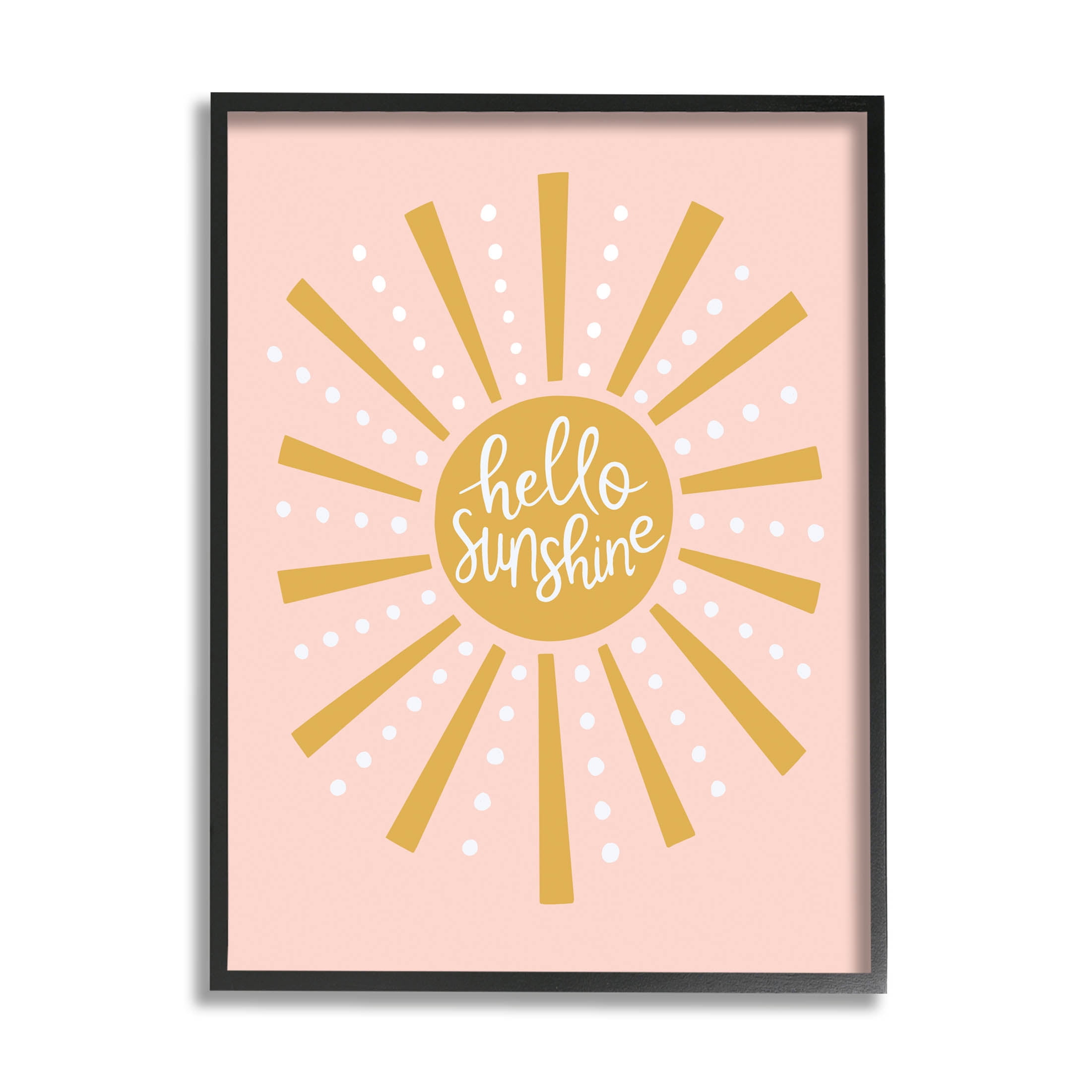 Stupell Industries Hello Sunshine Sun Rays Graphic Art Black Framed Art Print Wall Art, Design by Nina Seven